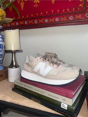 New Balance 237 Beige and White Retro Runner Sneaker